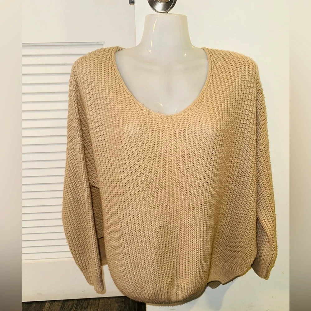 Anthropologie Luna Ivy Woman’s Elegant Cozy V Neck Knit Sweater B8 - Picture 5 of 5